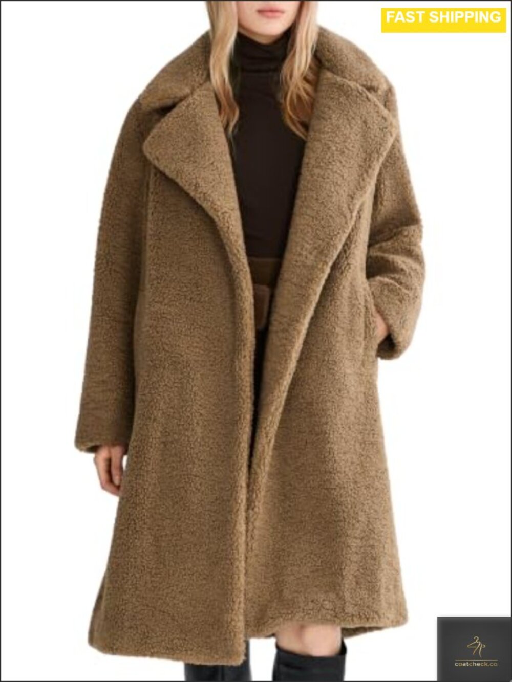 Oversized Teddy Coat Mid-Length Faux Fur Sherpa Fleece Jacket